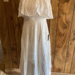 Lulus Off The Shoulder Midi Length Floral Appliqué Tiered Dress Size M